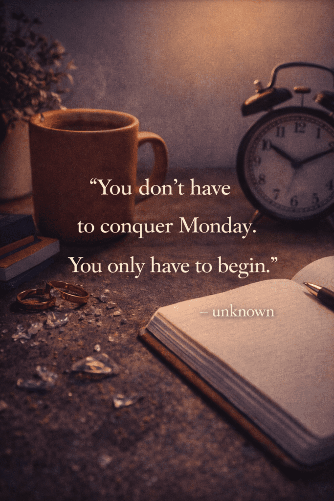 “You don’t have to conquer Monday. You only have to begin.”